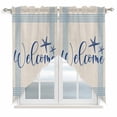 thumbnail image 1 of Swag Valance Curtains for Windows, Coastal Starfish Light Filtering Kitchen Curtains with Rod Pocket, Blue Beige Rustic Stripes Summer Ocean Window Treatment Valances for Living Room, 36x45 - 2 PCS, 1 of 9