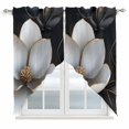 thumbnail image 1 of Swag Valance Curtains for Windows, Elegant Flowers Light Filtering Kitchen Curtains with Rod Pocket, Spring Botanical Blossom Floral Black Window Treatment Valances for Living Room, 28x36 - 2 PCS, 1 of 9