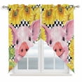 thumbnail image 1 of Swag Valance Curtains for Windows, Farmhouse Sunflowers Light Filtering Kitchen Curtains with Rod Pocket, Country Watercolor Pig Black Plaid Window Treatment Valances for Living Room, 28x36 - 2 PCS, 1 of 9