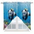 thumbnail image 1 of Swag Valance Curtains for Windows, Funny Diving Panda Light Filtering Kitchen Curtains with Rod Pocket, Ocean Sea Coastal Coral Fish Marine Life Window Treatment Valances, 36x63 - 2 PCS, 1 of 9