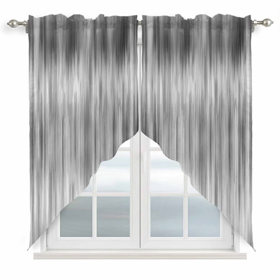 Swag Valance Curtains for Windows, Grey Light Filtering Kitchen Curtains with Rod Pocket, Modern Abstract Art Ombre Striped Decorative Window Treatment Valances for Living Room, 36x36 - 2 PCS