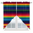 thumbnail image 1 of Swag Valance Curtains for Windows, Mexico Striped Light Filtering Kitchen Curtains with Rod Pocket, Geometric Boho Red Orange Blue Green Window Treatment Valances for Living Room, 28x36 - 2 PCS, 1 of 9