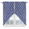thumbnail image 1 of Swag Valance Curtains for Windows, Navy Blue Light Filtering Kitchen Curtains with Rod Pocket, Traditional Tribal Abstract Geometric Art Window Treatment Valances for Living Room, 28x36 - 2 PCS, 1 of 9