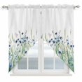 thumbnail image 1 of Swag Valance Curtains for Windows, Navy Blue Wildflowers Light Filtering Kitchen Curtains with Rod Pocket, Spring Pastoral Botanical Floral Window Treatment Valances for Living Room, 28x36 - 2 PCS, 1 of 9