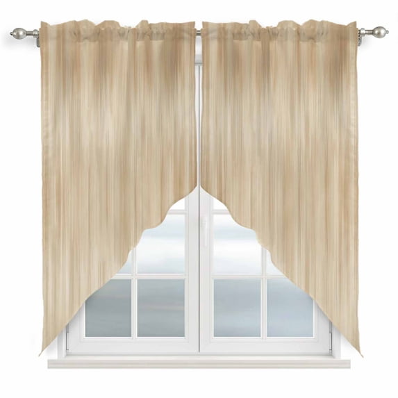 Swag Valance Curtains for Windows, Orange Brown Light Filtering Kitchen Curtains with Rod Pocket, Modern Abstract Art Ombre Striped Window Treatment Valances for Living Room, 36x36 - 2 PCS