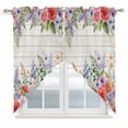 thumbnail image 1 of Swag Valance Curtains for Windows, Pink Flowers Light Filtering Kitchen Curtains with Rod Pocket, Spring Floral Elegant Pastoral Wooden Window Treatment Valances for Living Room, 36x45 - 2 PCS, 1 of 9
