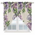 thumbnail image 1 of Swag Valance Curtains for Windows, Purple Flowers Light Filtering Kitchen Curtains with Rod Pocket, Spring Leaves Floral Plants Beige Window Treatment Valances for Living Room, 36x45 - 2 PCS, 1 of 9