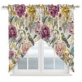 thumbnail image 1 of Swag Valance Curtains for Windows, Spring Flowers Light Filtering Kitchen Curtains with Rod Pocket, Farmhouse Botanical Blossom Floral Birds Window Treatment Valances for Living Room, 36x36 - 2 PCS, 1 of 9