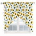 thumbnail image 1 of Swag Valance Curtains for Windows, Spring Sunflowers Light Filtering Kitchen Curtains with Rod Pocket, Green Leaves Yellow Floral Rustic Botanical Window Treatment Valances, 36x45 - 2 PCS, 1 of 9