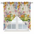 thumbnail image 1 of Swag Valance Curtains for Windows, Spring Truck Floral Light Filtering Kitchen Curtains, Watercolor Garden Flowers Butterflies Beige Window Treatment Valances for Living Room, 36x63 - 2 PCS, 1 of 9