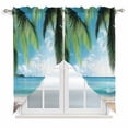 thumbnail image 1 of Swag Valance Curtains for Windows, Summer Beach Light Filtering Kitchen Curtains with Rod Pocket, Ocean Tropical Palm Tree Seaside Landscape Window Treatment Valances for Living Room, 36x36 - 2 PCS, 1 of 9