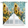 thumbnail image 1 of Swag Valance Curtains for Windows, Sunflower Lemon Light Filtering Kitchen Curtains with Rod Pocket, Watercolor Summer Lake Aqua Sea Window Treatment Valances for Living Room, 36x63 - 2 PCS, 1 of 9