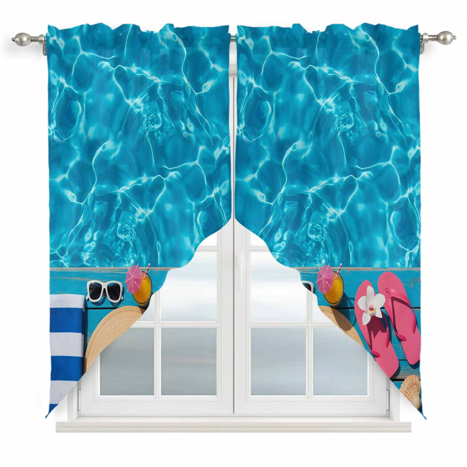 Swag Valance Curtains for Windows, Swimming Pool Light Filtering ...