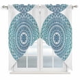 thumbnail image 1 of Swag Valance Curtains for Windows, Turquoise Boho Light Filtering Kitchen Curtains with Rod Pocket, Retro Ethnic Teal Geometric Aesthetic Window Treatment Valances for Living Room, 36x63 - 2 PCS, 1 of 9