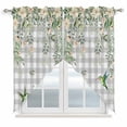thumbnail image 1 of Swag Valance Curtains for Windows, Watercolor Floral Light Filtering Kitchen Curtains with Rod Pocket, Spring Flowers Birds Plants Gray Plaid Window Treatment Valances for Living Room, 28x36 - 2 PCS, 1 of 9