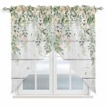 thumbnail image 1 of Swag Valance Curtains for Windows, Watercolor Floral Light Filtering Kitchen Curtains, Spring Flowers Leaves Botanical Wood Grain Window Treatment Valances for Living Room, 36x45 - 2 PCS, 1 of 9