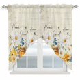 thumbnail image 1 of Swag Valance Curtains for Windows, White Daisy Light Filtering Kitchen Curtains, Spring Floral Elegant Pastoral Bees Watercolor Window Treatment Valances for Living Room, 36x45 - 2 PCS, 1 of 9