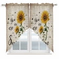 thumbnail image 1 of Swag Valance Curtains for Windows, Yellow Sunflower Light Filtering Kitchen Curtains with Rod Pocket, Summer Vintage Flower Bee Sunshine Window Treatment Valances for Living Room, 28x36 - 2 PCS, 1 of 9