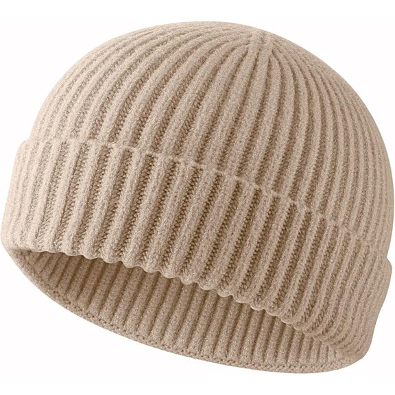 Swag Wool Knit Cuff Short Fisherman Beanie for Men Women, Winter Warm Hats