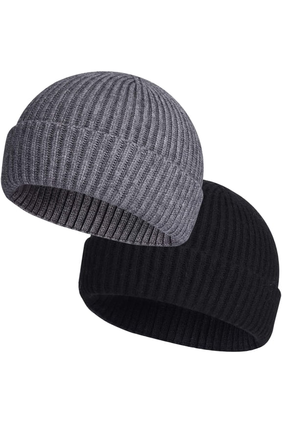 Swag Wool Knit Cuff Short Fisherman Beanie for Men Women. Winter Warm Hats