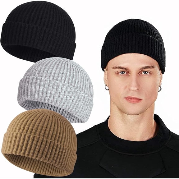 Swag Wool Knit Cuff Short Fisherman Beanie for Men Women, Winter Warm Hats