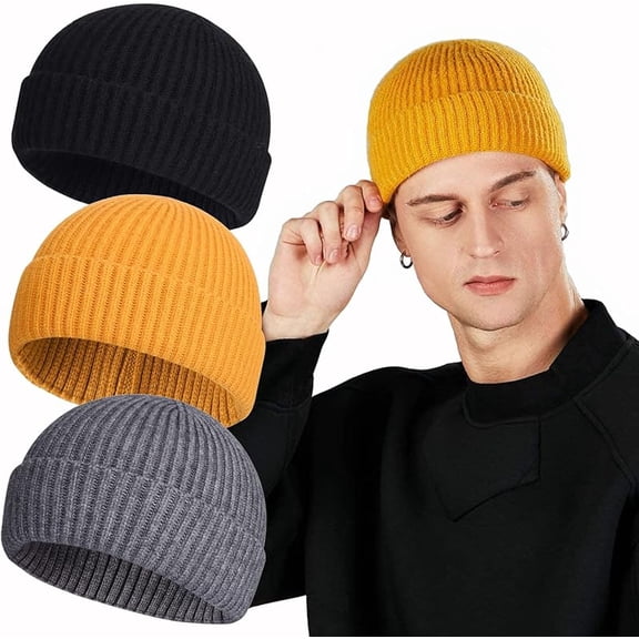 Swag Wool Knit Cuff Short Fisherman Beanie for Men Women, Winter Warm Hats