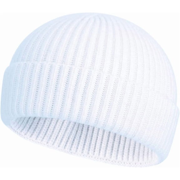 Swag Wool Knit Cuff Short Fisherman Beanie for Men Women, Winter Warm Hats