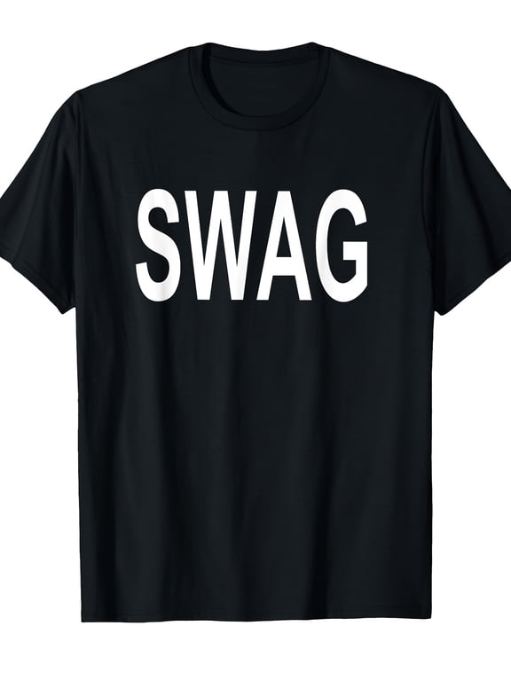 Swag Y2K T-shirt for Men, Casual Crew Neck, Slightly Stretchy Fabric, Regular Fit, Printed Pattern, Suitable for All Seasons
