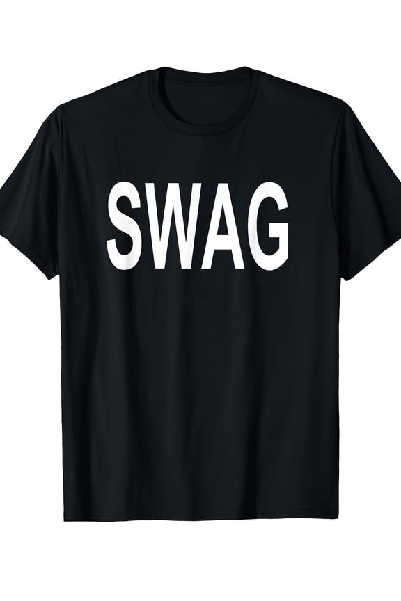 Swag Y2K T-shirt for Men, Casual Crew Neck, Slightly Stretchy Fabric, Regular Fit, Printed Pattern, Suitable for All Seasons