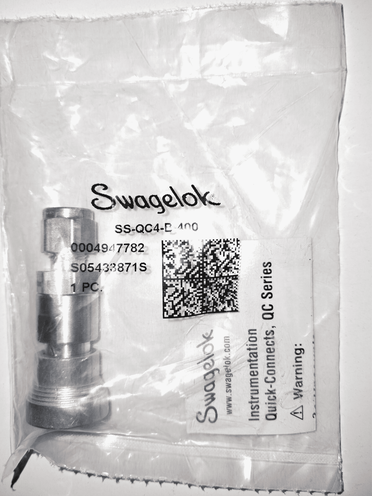 Raccord Rapide SWAGELOK B-QC4-B-4PMK5 - Acier Inoxydable - Neuf Sous Blister Scellé