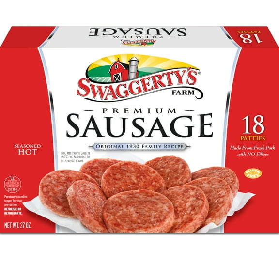 Swaggerty's Farm 18 Premium Sausage Patties, Hot