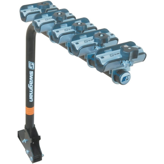 Swagman XP5 Folding Single Arm Bike Rack Fits 2" Hitch Receiver For Up To 5 Bikes, Locking Knob Included