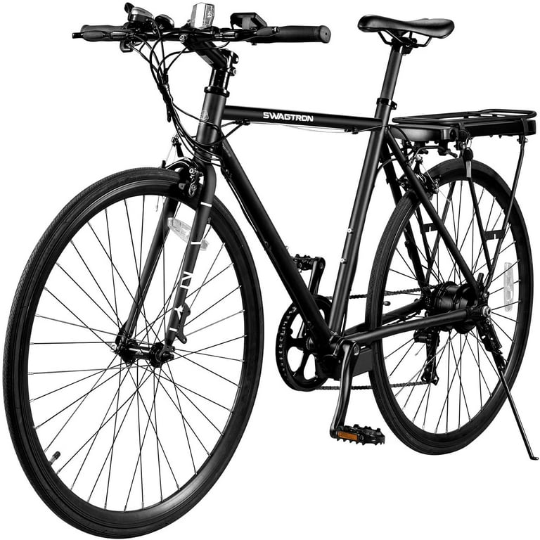 Swagtron EB12 Pedal Assist Electric Bike City Commuter with 700c Wheels 7 Speed Swappable Battery Walmart