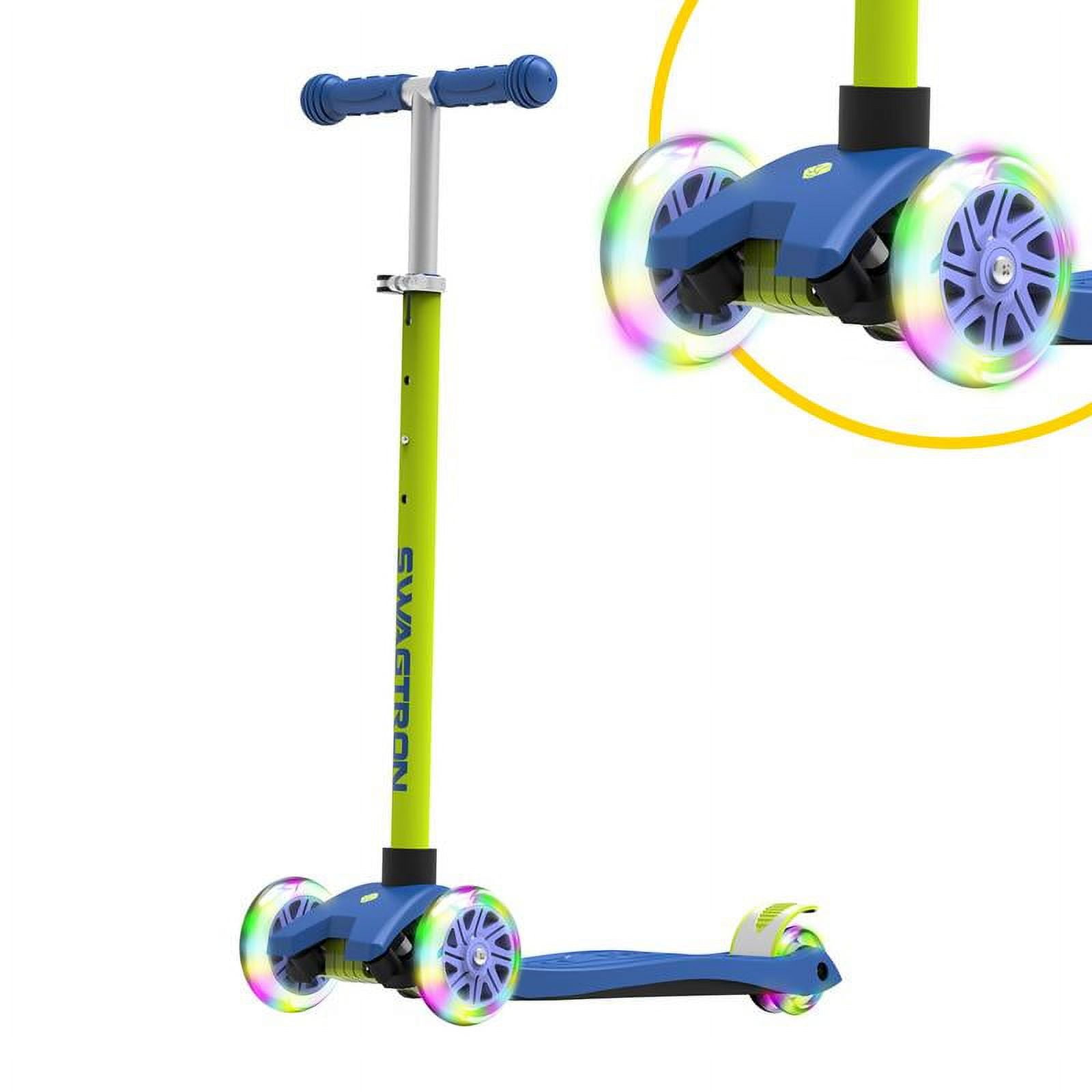 Swagtron K5 3 Wheel Kids Scooter with LED Wheels Height Adjustable for Boys or Girls Aged 3 Walmart