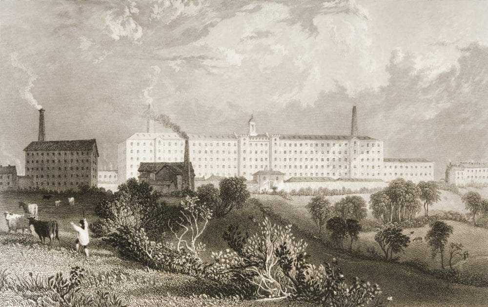 Swainson Birley & Co Factory Near Preston Lancashire England In 1830S Drawn By T Allom Engraved By J Tingle Canvas Art - Ken Welsh Design Pics (18 x 11)