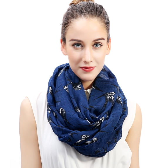 Swallow Bird Print Women's Infinity Scarf Lightweight