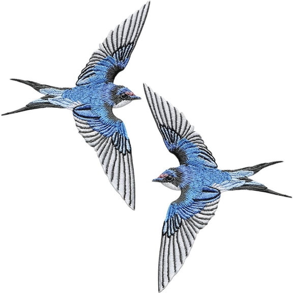 Swallow Embroidered Patches 1 Pair Iron on Appliques Clothing Repair Patches Swallow Bird Patches Badge Decorative Patches for Bags Hats