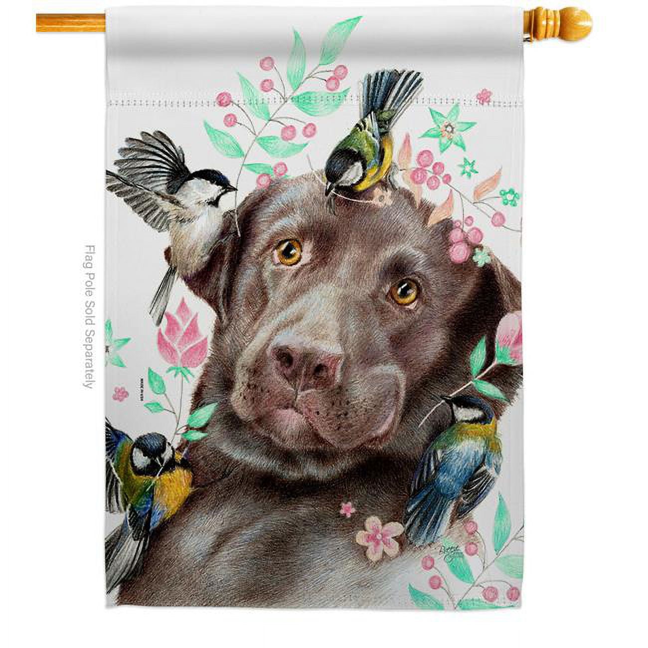 Swallow Play with Lab Animals Dog 28 x 40 in. Double-Sided Decorative Vertical House Flags for Decoration Banner Garden Yard Gift
