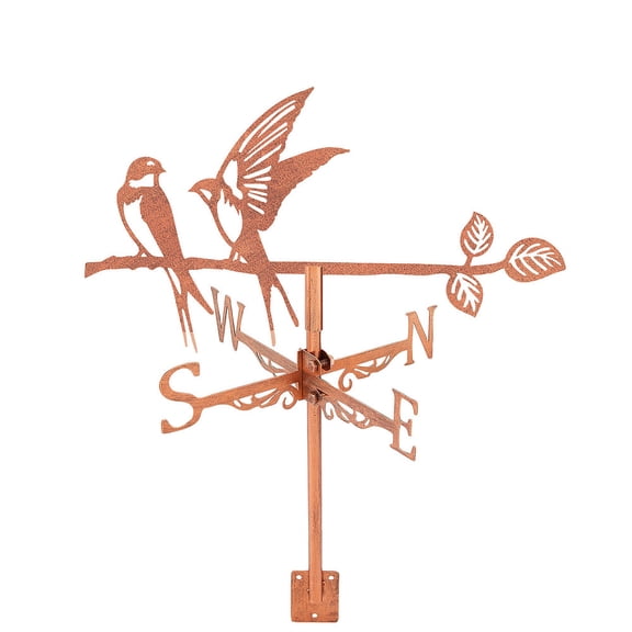 Swallow Weather Vane Bird Tree Branch Wind Vanes for Yard Animals Metal Weathervane Roof Mount for Gardens Outside Reddish Copper