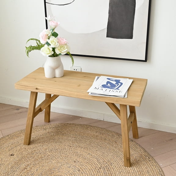 FUIN Entryway Bench, 30 inch Solid Wood Rustic Farmhouse Shoe Bench for Hallway, Living Room