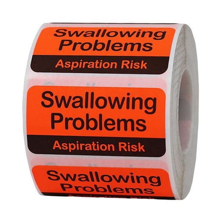 Swallowing Problems Aspiration Risk Warning Red Labels | 1 x 2 inch 500 Pack | InStockLabels.com