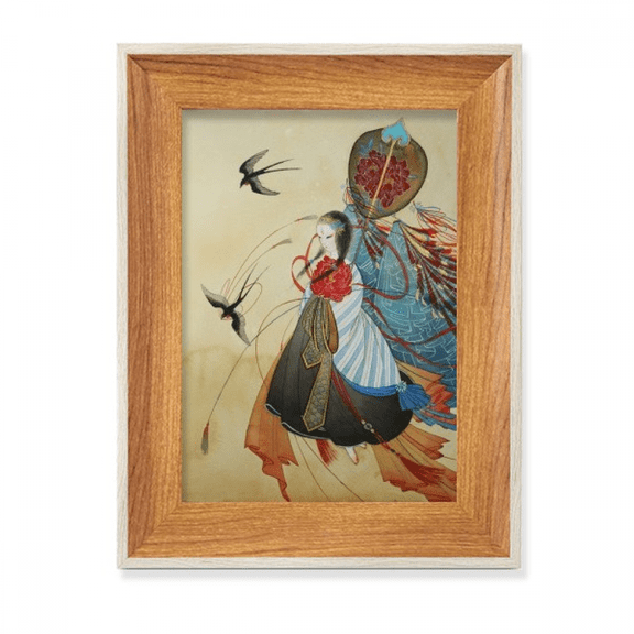 Swallows Chinese Antique Illustrator Desktop Wooden Photo Frame Display Picture Art Painting Multiple Sets
