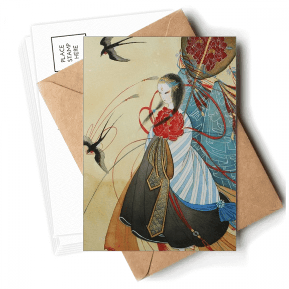 Swallows Chinese Antique Illustrator Postcards Envelopes Blank Note Cards Mailing