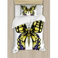 thumbnail image 1 of Swallowtail Butterfly Duvet Cover Set, Big Yellow Machaon Butterfly Illustration Papilio Fauna, Decorative 2 Piece Bedding Set with 1 Pillow Shams, Twin Size, Yellow Black Purple, by Ambesonne, 1 of 3