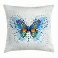 thumbnail image 1 of Swallowtail Butterfly Throw Pillow Cushion Cover, Stylized Animal with Twigs Curls and Dots Abstract Art, Decorative Square Accent Pillow Case, 18 X 18 Inches, Blue Turquoise Orange, by Ambesonne, 1 of 2