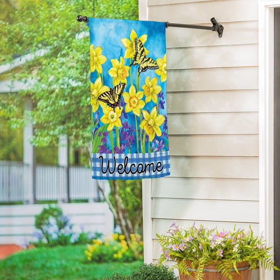 Swallowtail Daffodil Suede House Flag