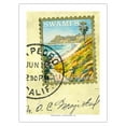 thumbnail image 1 of Swami’s Beach - Encinitas California - Postage Stamp - Vintage Travel Poster by Wade Koniakowsky - Fine Art Matte Paper Print (Unframed) 24x32in, 1 of 4