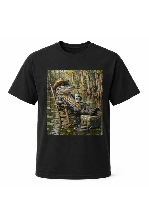 Swamp Alligator Humor Graphic T-Shirt, Unisex Classic Fit Tee