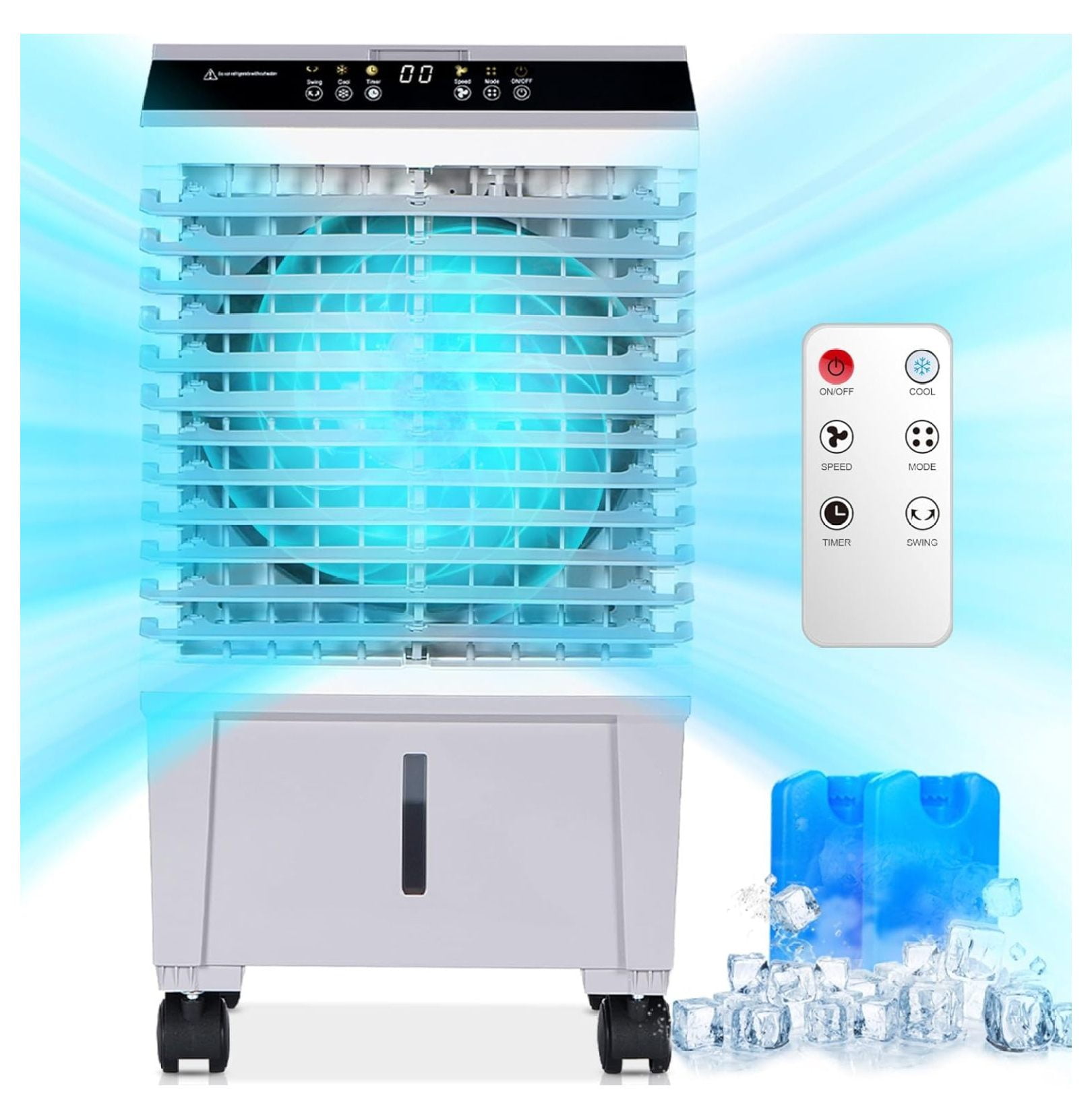 Swamp Cooler,1800CFM Evaporative Air Cooler Portable with 5.3Gal Water