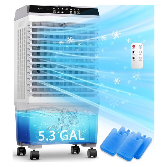 Swamp Cooler,1800CFM Evaporative Air Cooler Portable with 5.3Gal Water